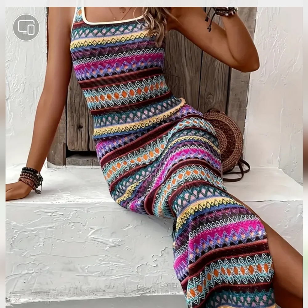 Colorful Striped Maxi Dress
